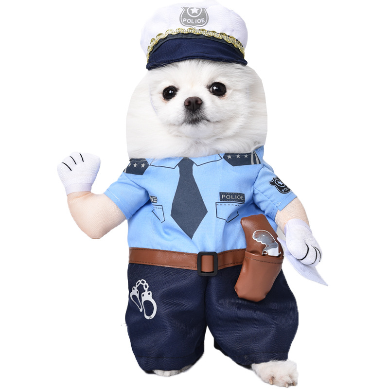 Dog Halloween Outfit  Pet Police Officer Costume with Cap and Holster